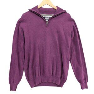 Casa Moda 1/4 Zip Sweater Mens Purple Pima Cotton Knit Pullover Size L